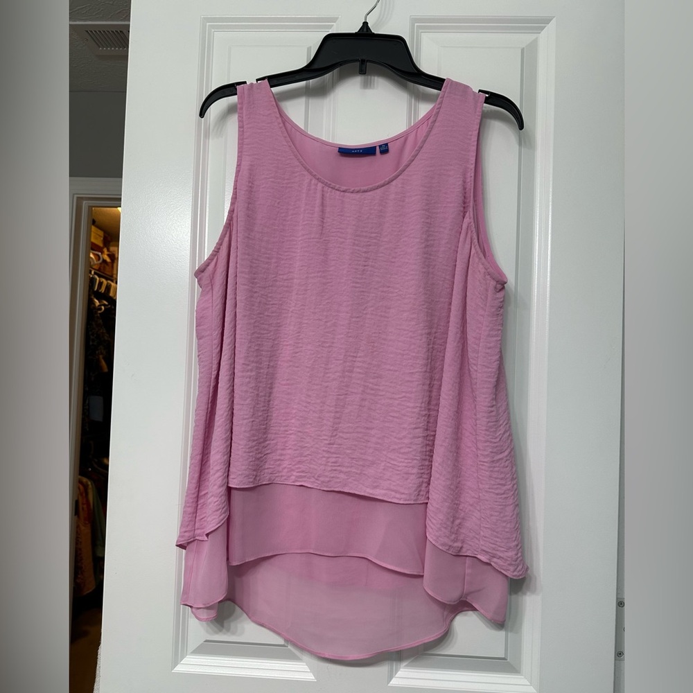 Apt 9 Pink XL High Low Layered Sleeveless Blouse